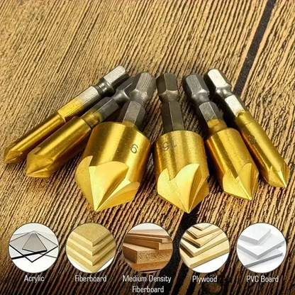HASHBROWN'S 6 Pieces Hex Handle Titanium Coated Five Blade Chamfering Tool - Image 8