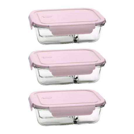 Split Compartment Leak-Proof Glass Food Containers - 650ml - 3 Pack - Image 9