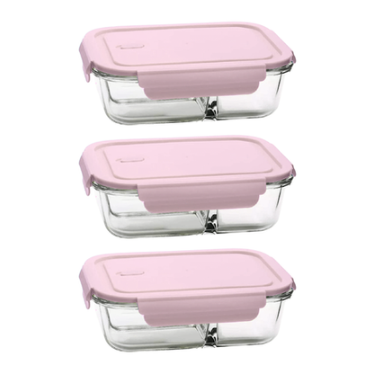 Split Compartment Leak-Proof Glass Food Containers - 650ml - 3 Pack - Image 9