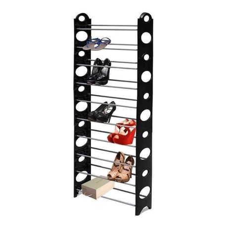 10-Tier Shoe Rack with Circle Design-Black - Image 2