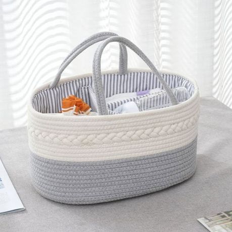 Cotton Rope Diaper Caddy Storage Basket - Image 3
