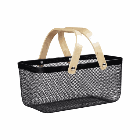 Large TRENDZ Vegetable wire basket with wooden handle