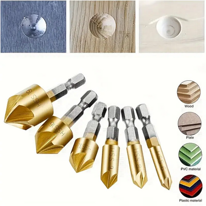 HASHBROWN'S 6 Pieces Hex Handle Titanium Coated Five Blade Chamfering Tool - Image 9