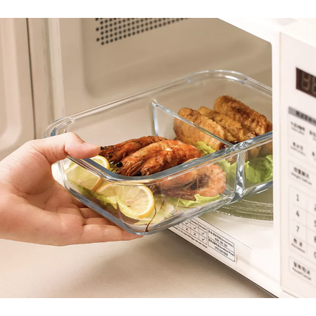 Split Compartment Leak-Proof Glass Food Containers - 650ml - 3 Pack - Image 2