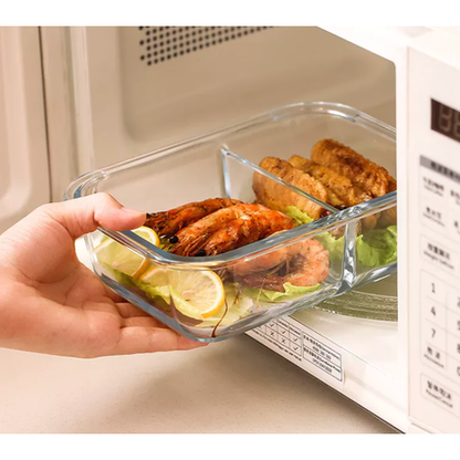 Split Compartment Leak-Proof Glass Food Containers - 650ml - 3 Pack - Image 2