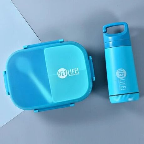 BPA free 3 compartment 900ml Plastic lunch box with 350ml Water Bottle Set - Image 2