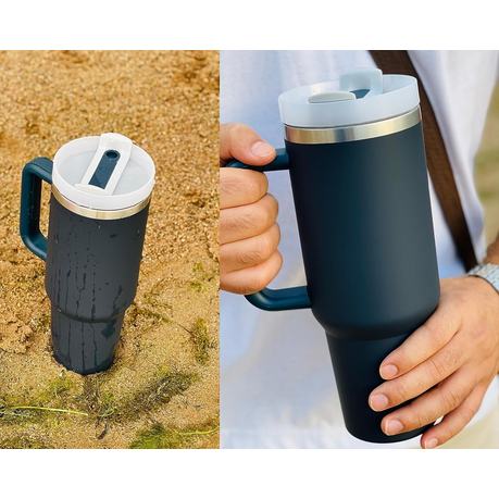 1.2L Tumbler with Handle Straw Lid, Stainless Steel Travel Mug - Image 70