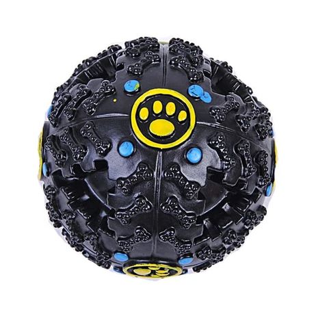 Pet Shrieking Sound Leakage Ball Teeth Bite Treat Dispensing Chew Toy - Black