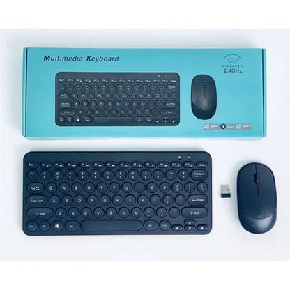 Classic Round Chocolate Keycap Wireless Keyboard and Mouse- Black - Image 4