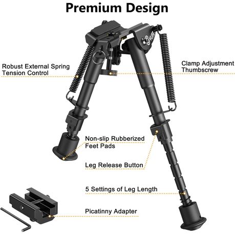 6-9 Inches Bipod Picatinny Bipod with Adapter - Image 3