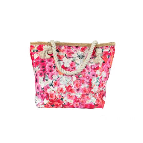 Printed Cotton Road Beach Bag - Image 7