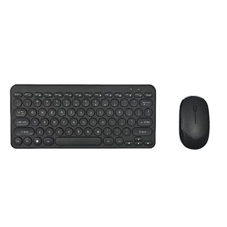 Classic Round Chocolate Keycap Wireless Keyboard and Mouse- Black