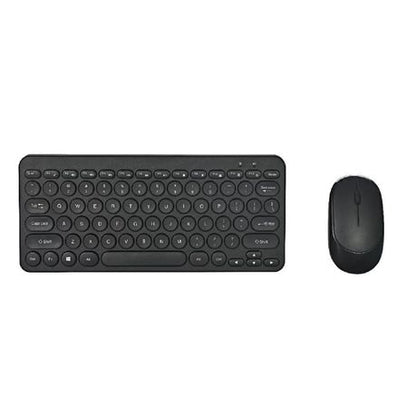 Classic Round Chocolate Keycap Wireless Keyboard and Mouse- Black
