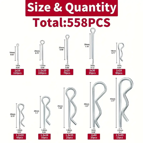 HB 558 Piece Cotter Pin Assortment Kit - Image 4