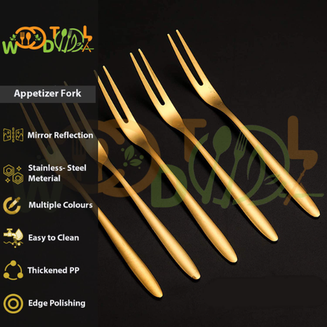 HASHBROWN'S 8PCS Set of Golden Stainless Steel Fruit Forks - Image 4