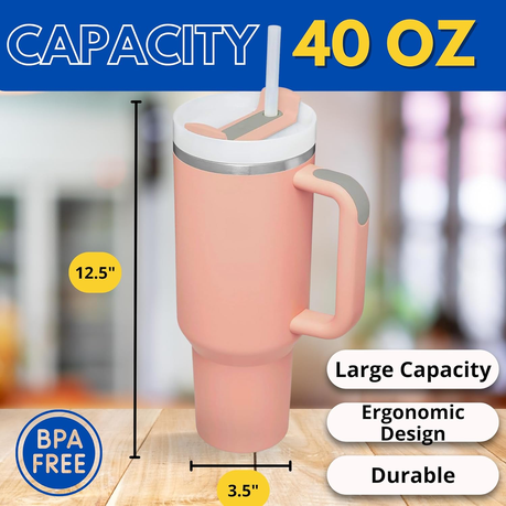 1.2L Tumbler with Handle Straw Lid, Stainless Steel Travel Mug - Image 18
