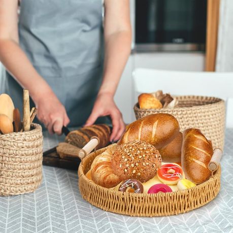 3 Piece Baskets for Coffee Table and Decorative Serving of Vegetables and Snacks - Image 6