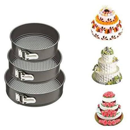 Set of 3 Non-Stick Pan Cake Mold Carbon Steel Round Pan - Image 3