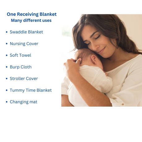 4 Piece Baby Receiving Cotton Muslin Swaddle Blanket - Blue - Image 4