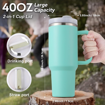1.2L Tumbler with Handle Straw Lid, Stainless Steel Travel Mug - Image 40