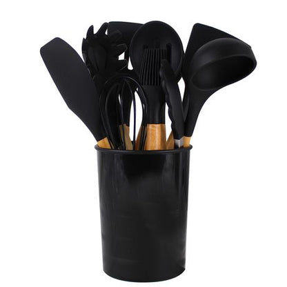 12 Pieces Non-Stick Silicon & Wooden Handle Kitchen Utensil Set
