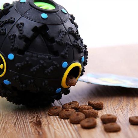 Pet Shrieking Sound Leakage Ball Teeth Bite Treat Dispensing Chew Toy - Black - Image 4
