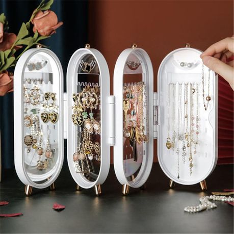 4-Tier Foldable Jewellery Display Storage Box Holder With Mirror - Image 8