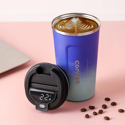 500ml Vacuum Cup Stainless Steel Temperature Display Coffee Flask - Blue - Image 2