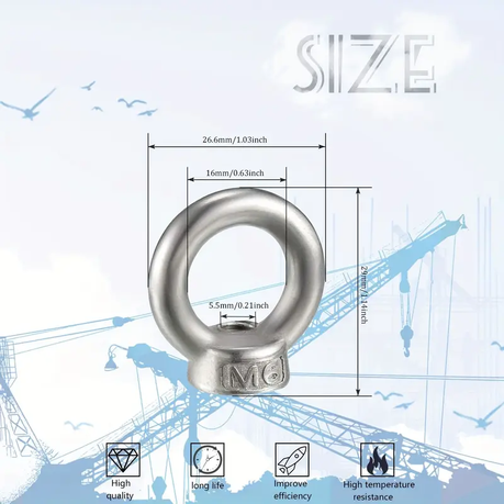 HB 8 pcs M6 Stainless Steel Eye Nuts - Image 4