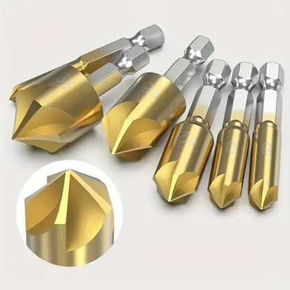 HASHBROWN'S 6 Pieces Hex Handle Titanium Coated Five Blade Chamfering Tool - Image 3