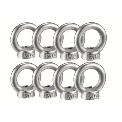 HB 8 pcs M6 Stainless Steel Eye Nuts
