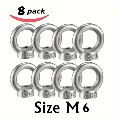 HB 8 pcs M6 Stainless Steel Eye Nuts - Image 3