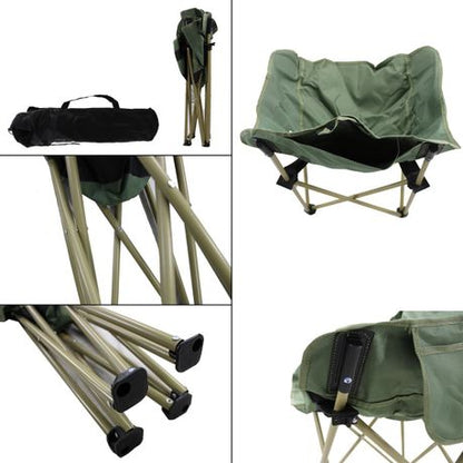 Half Moon Metal Frame Folding Camping Chair w Side Pocket 53x47x70cm 100kg - Image 3