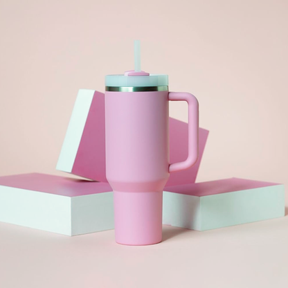 1.2L Tumbler with Handle Straw Lid, Stainless Steel Travel Mug - Image 66