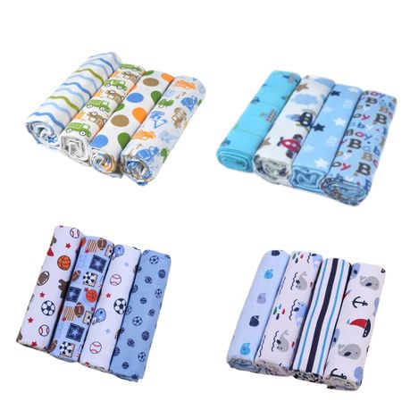 4 Piece Baby Receiving Cotton Muslin Swaddle Blanket - Blue - Image 2