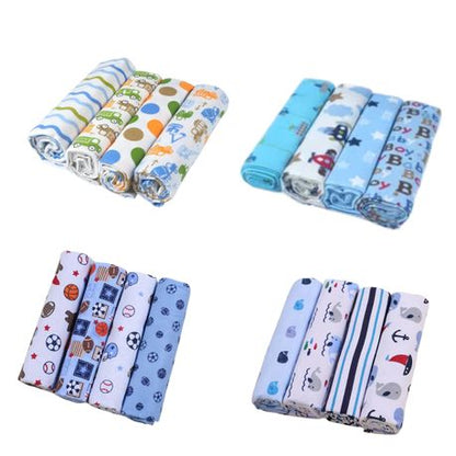 4 Piece Baby Receiving Cotton Muslin Swaddle Blanket - Blue - Image 2
