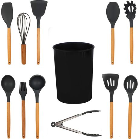 12 Pieces Non-Stick Silicon & Wooden Handle Kitchen Utensil Set - Image 5