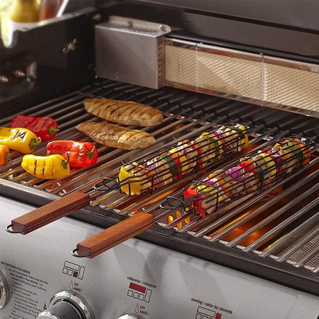 HASHBROWN'S 2pcs BBQ Basket with Wooden Handle - Image 6