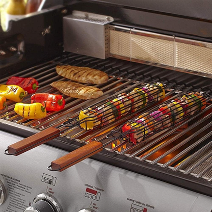 HASHBROWN'S 2pcs BBQ Basket with Wooden Handle - Image 6