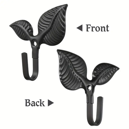 HASHBROWN'S 4pcs Rustic Black Metal Leaf Wall Hooks - Image 4