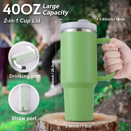 1.2L Tumbler with Handle Straw Lid, Stainless Steel Travel Mug - Image 15