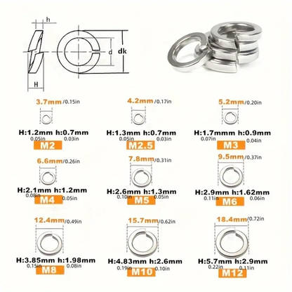 HB 480 pcs Stainless Steel Spring Lock Washers - Image 4