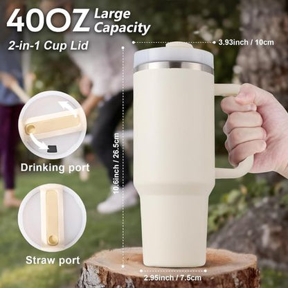 1.2L Tumbler with Handle Straw Lid, Stainless Steel Travel Mug - Image 22