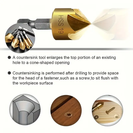 HASHBROWN'S 6 Pieces Hex Handle Titanium Coated Five Blade Chamfering Tool - Image 5