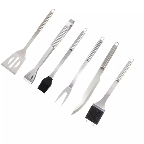 6 Piece Stainless Steel Accessories Barbecue Tool Set with Storage Bag - Image 2