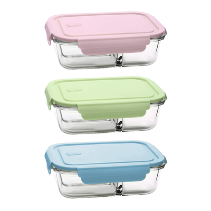 Split Compartment Leak-Proof Glass Food Containers - 650ml - 3 Pack - Image 6