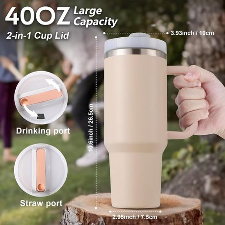 1.2L Tumbler with Handle Straw Lid, Stainless Steel Travel Mug - Image 58