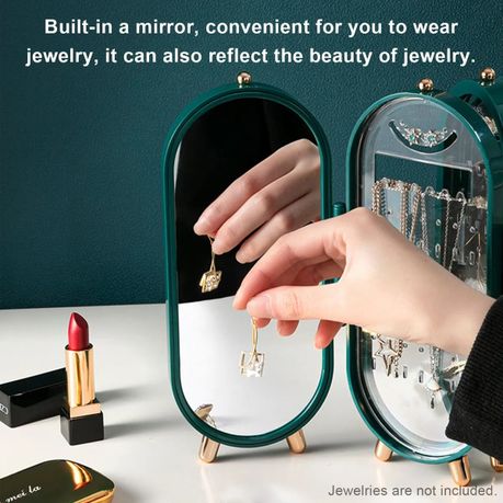 4-Tier Foldable Jewellery Display Storage Box Holder With Mirror - Image 2