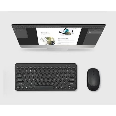 Classic Round Chocolate Keycap Wireless Keyboard and Mouse- Black - Image 3