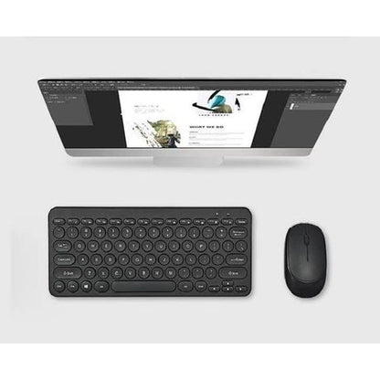 Classic Round Chocolate Keycap Wireless Keyboard and Mouse- Black - Image 3